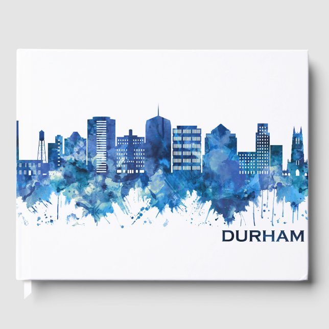 Libro De Visitas Durham North Carolina Skyline Blue (Anverso)