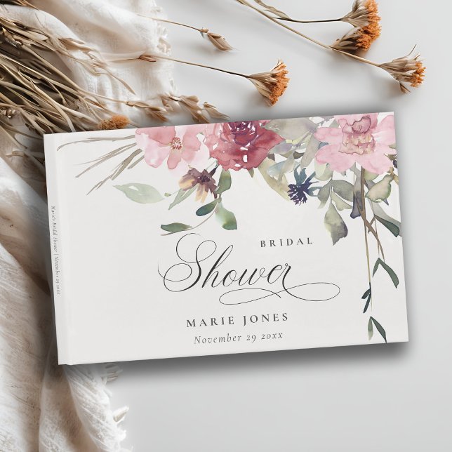 Libro De Visitas Dusky Rubor Rosa Wildflower Floral Bridal Shower (Subido por el creador)