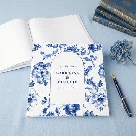 Libro De Visitas Dusty Blue Chinoiserie Arched Wedding Guest Book