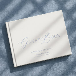 Libro De Visitas Dusty Blue Elegant Script Wedding Guest Book