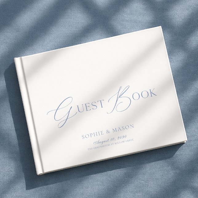 Libro De Visitas Dusty Blue Elegant Script Wedding Guest Book (Subido por el creador)