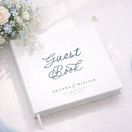 Libro De Visitas Dusty Blue Elegant Wedding Guest Book with Names