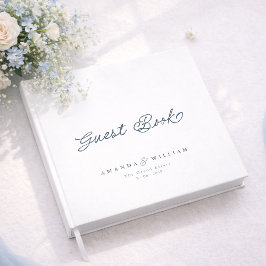 Libro De Visitas Dusty Blue Elegant Wedding Guest Book with Names