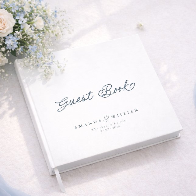 Libro De Visitas Dusty Blue Elegant Wedding Guest Book with Names (Subido por el creador)