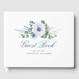 Libro De Visitas Dusty Blue Floral Greeneration Boda