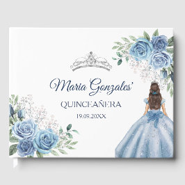 Libro De Visitas Dusty Blue Floral Quinceañera Guest Book