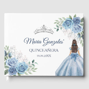 Libro De Visitas Dusty Blue Floral Quinceañera Guest Book