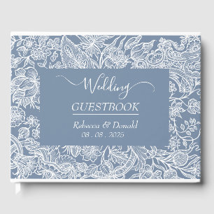Libro De Visitas Dusty Blue Hand Drake Chinoiserie Floral