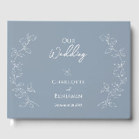 Dusty Blue Minimal Leaf Boda de invitado