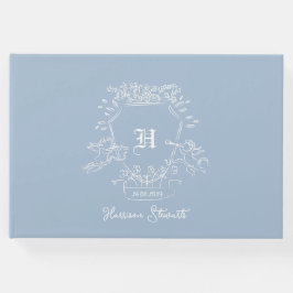 Libro De Visitas Dusty Blue Monogram Baby Shower Guest Book