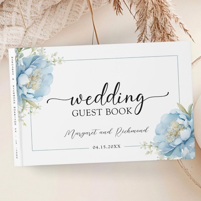 Libro De Visitas Dusty Blue Peony Boda Floral (Subido por el creador)