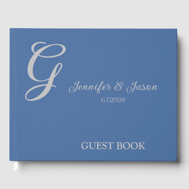 Libro De Visitas Dusty Blue Personalized Modern Boda Guest Book (Anverso)