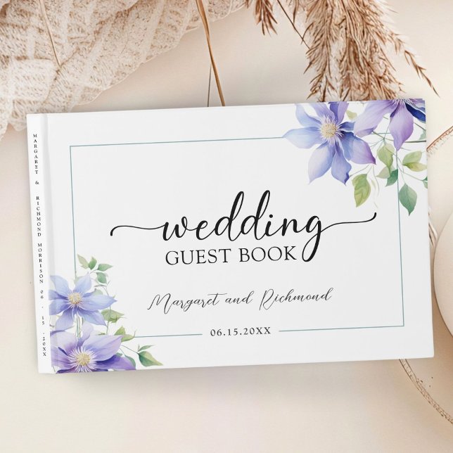 Libro De Visitas Dusty Blue Rustic Floral Boda invitado (Subido por el creador)