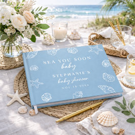 Libro De Visitas Dusty Blue Sea You Soon Beach Baby Shower