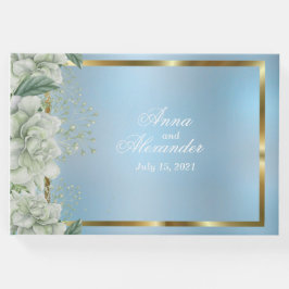 Libro De Visitas Dusty Blue Shimmering Floral Boda