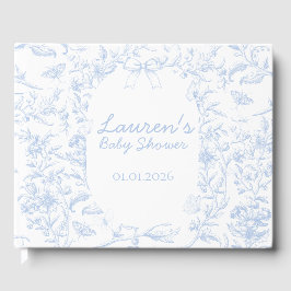Libro De Visitas Dusty Blue Toile Boy Baby Shower