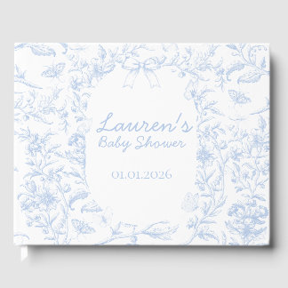 Libro De Visitas Dusty Blue Toile Boy Baby Shower