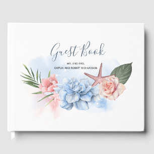 Libro De Visitas Dusty Blue y Rubor Beach Wedding