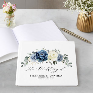 Libro De Visitas Dusty Marina Azul Champagne Boda de marfil