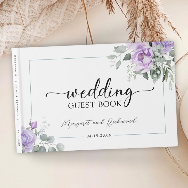 Libro De Visitas Dusty Purple Rustic Floral Boda invitado (Subido por el creador)