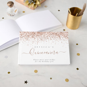 Libro De Visitas Dusty Rosa Purpurina Quinceanera