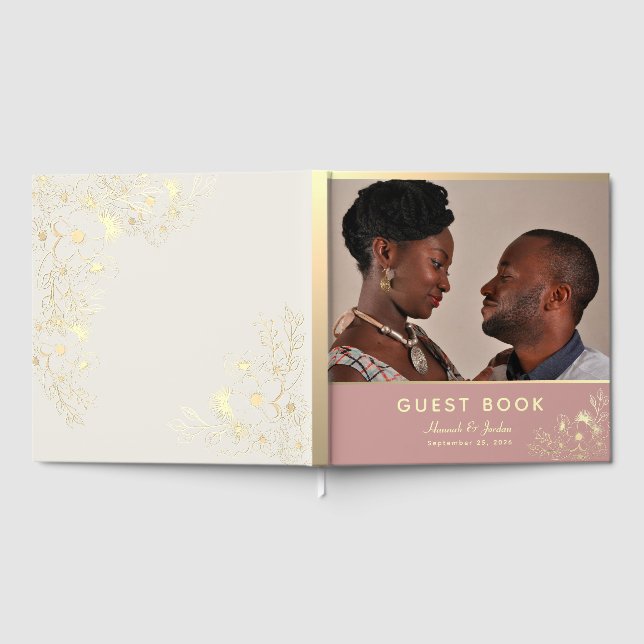 Libro De Visitas Dusty Rose Gold Photo Wedding (Lleno)