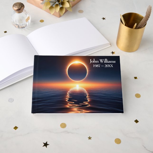 Libro De Visitas Eclipse solar fúnebre sobre agua oceánica (Anverso Abierto)