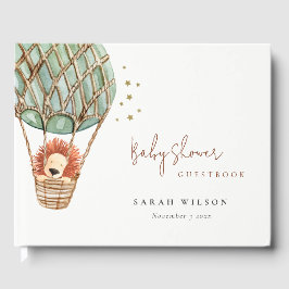 Libro De Visitas Eco Green Hot Air Balloon Lion Magic Baby Shower