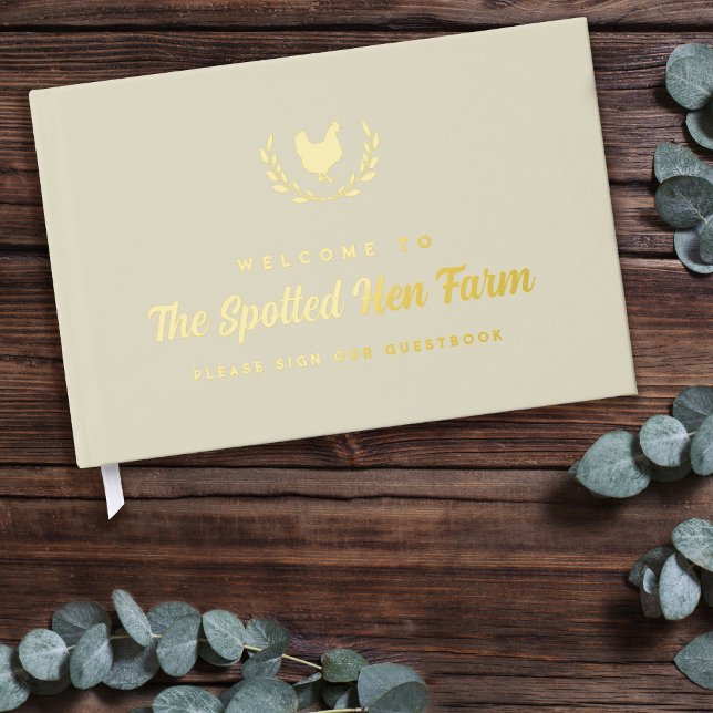 Libro De Visitas Eggshell Golden Hen Wreath Farmhouse Rental (Subido por el creador)