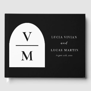 Libro De Visitas Ejemplo Boda de monograma negro