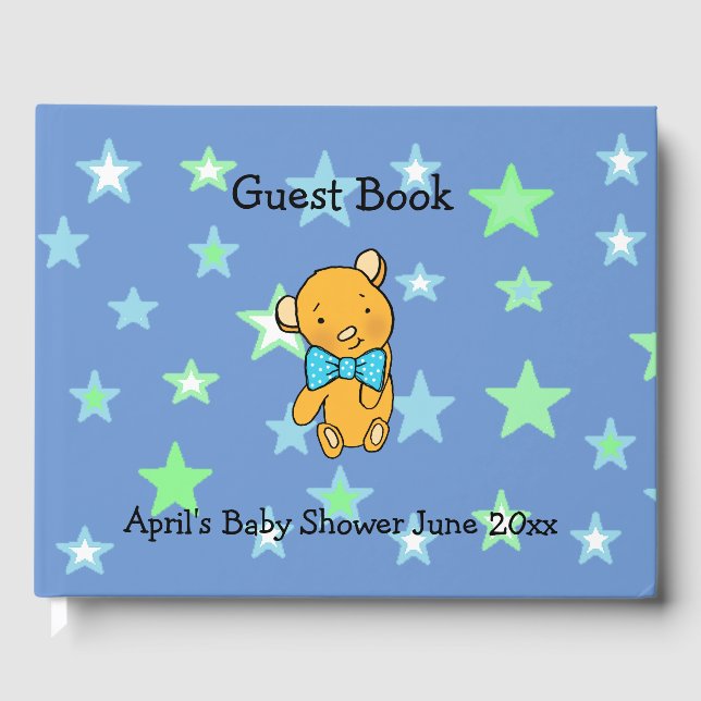 Libro De Visitas El Baby Shower del dulce Lil Teddy Bear Boy (Anverso)