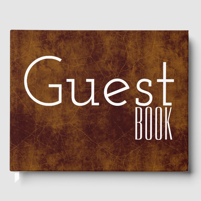 Libro De Visitas El cuero se ve marrón falso y blanco (Anverso)