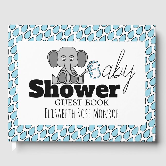Libro De Visitas Elefante bebé dulce, Baby Shower (Anverso)