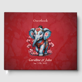 Libro De Visitas Elefante majestuoso de estilo japonés tradicional.