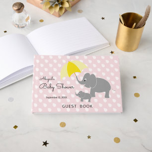 Libro De Visitas Elefante y paraguas bebé, Baby Shower rosado
