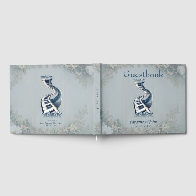 Libro De Visitas Elegance in piano keys and blossoms.  (Lleno)