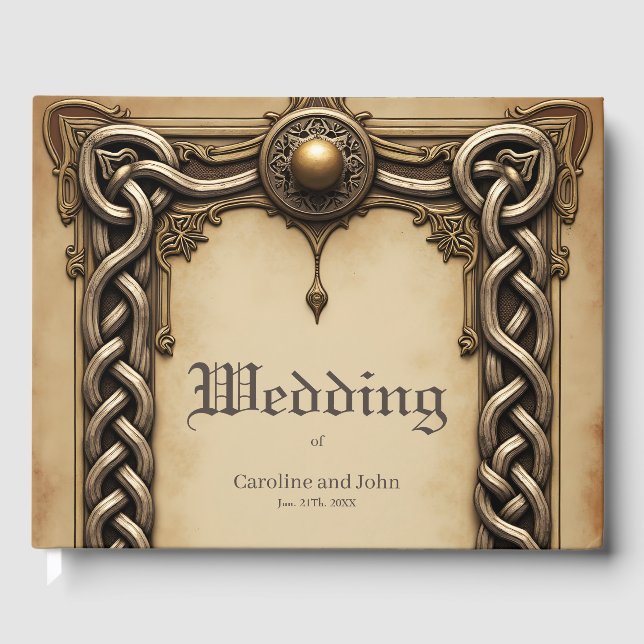 Libro De Visitas Elegancia celta con corazón y alas. (Anverso)