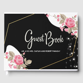 Libro De Visitas Elegancia moderna Luz de cadena floral rosa
