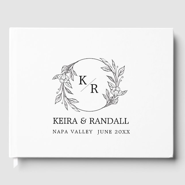 Libro De Visitas Elegancia Rústica: Floral natural y hierba de la t (Anverso)