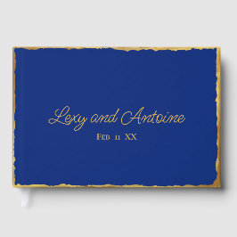 Libro De Visitas Elegancia simple personalizada Royal Blue Gold Edg