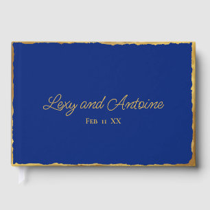 Libro De Visitas Elegancia simple personalizada Royal Blue Gold Edg