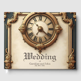 Libro De Visitas Elegancia vintage: un reloj y un corazón elegantes