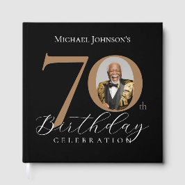 Libro De Visitas Elegant Black and Gold 70th Birthday