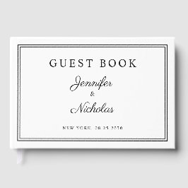 Libro De Visitas Elegant Black And White Script Wedding