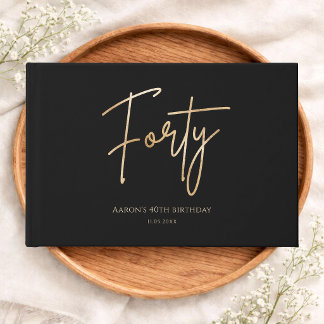 Libro De Visitas Elegant Black & Gold 40th Birthday Party