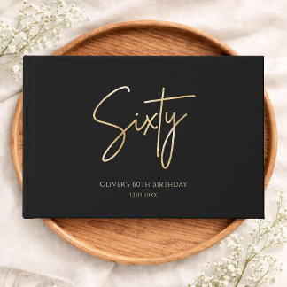 Libro De Visitas Elegant Black & Gold 60th Birthday