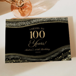 Libro De Visitas Elegant Black Gold Agate 100th Birthday Party