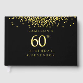 Libro De Visitas Elegant black gold foil Custom 60th birthday