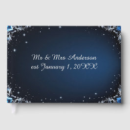 Libro De Visitas Elegant Blue and Silver Wedding Guest Book