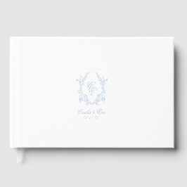 Libro De Visitas Elegant Blue Crest Wedding Guest Book